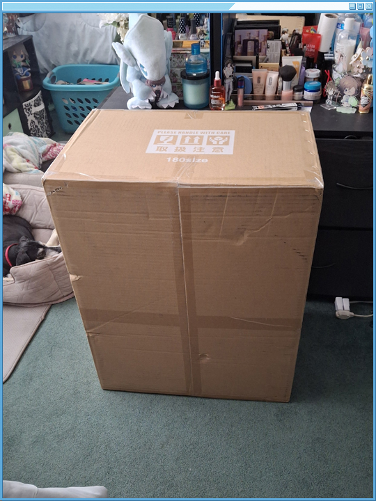 30 Inch Amiami shipping box next to a smaller dresser for comparison