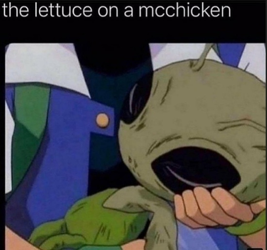 The lettuce on a mcchicken