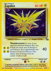 Fossil Zapdos Holo Rare