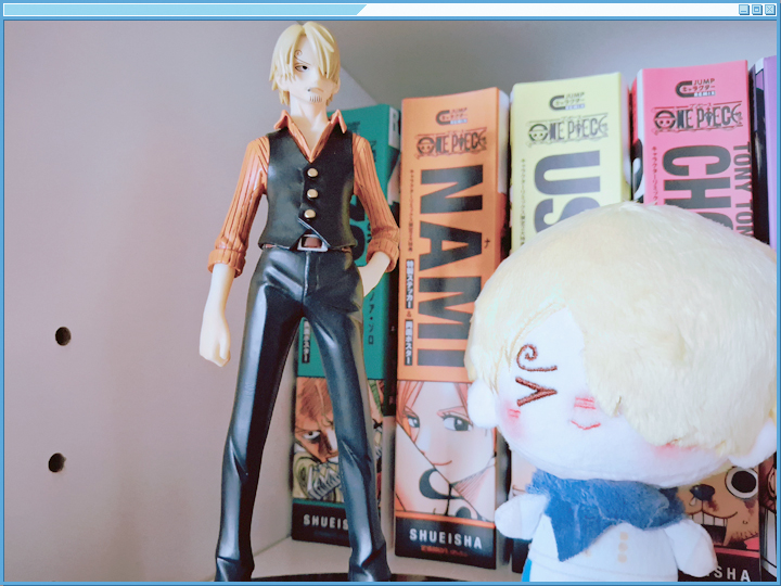 I got this guy like, yesterday. Also, my first fan made plush. He's so cutieful. Just a little baby. He is one apple tall. He only needs one popcorn. He has a scarf printed on him, but I gave him one that I made myself. Because I love him.